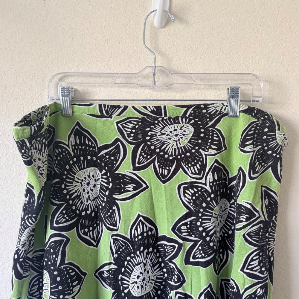 Cato Green Black Floral Linen Blend Maxi Skirt Plus Size 18/20W Boho Tropical - Picture 3 of 6